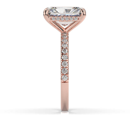 Radiant Rose Gold Hidden Halo Engagement Ring