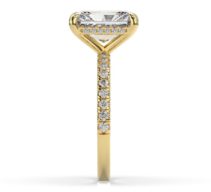 Radiant Yellow Gold Hidden Halo Engagement Ring