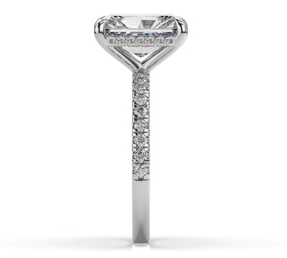 Radiant White Gold Hidden Halo Engagement Ring