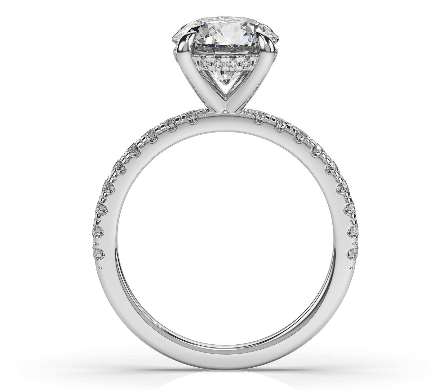 Round Brilliant White Gold Hidden Halo Engagement Ring