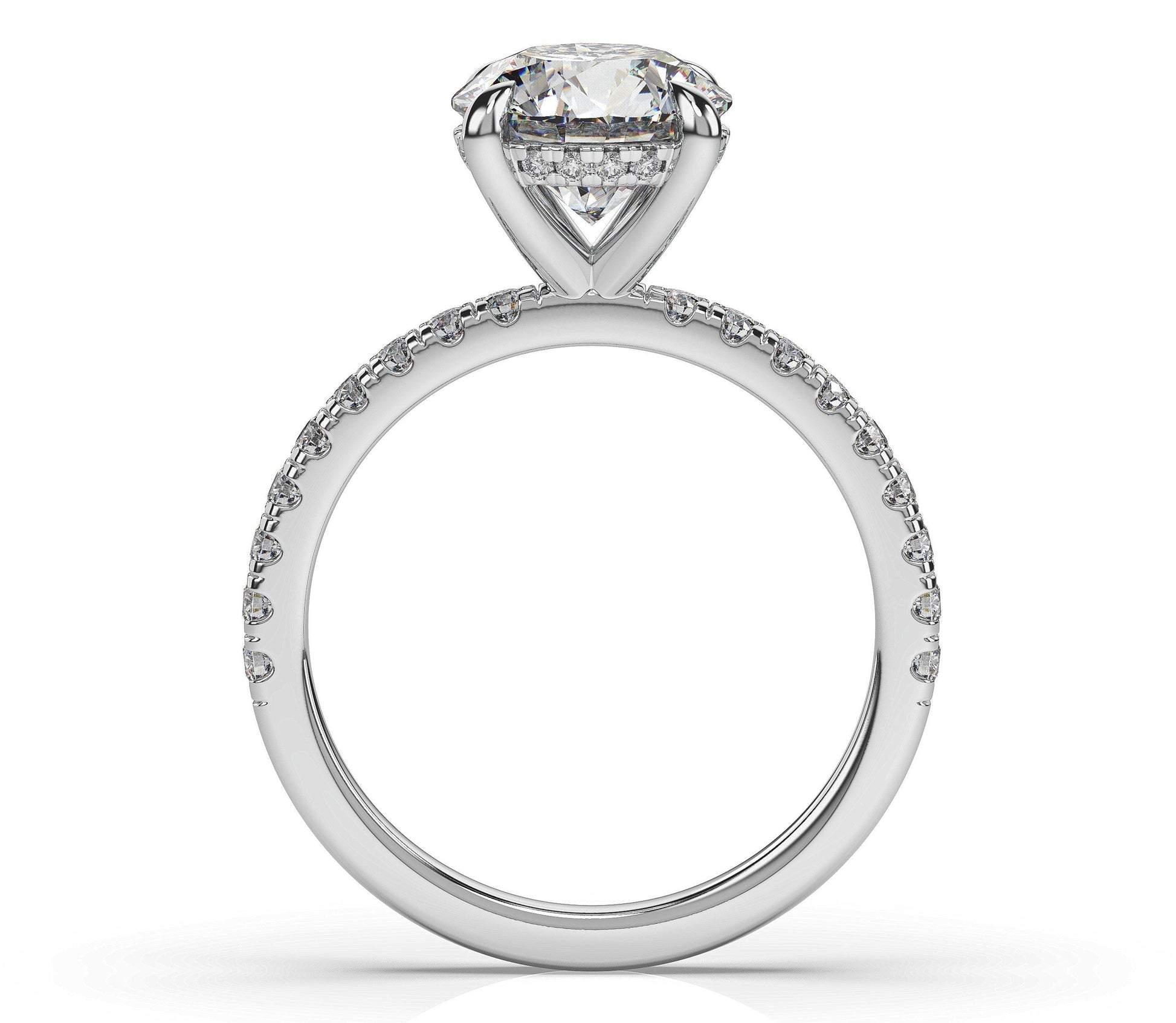 Round Brilliant White Gold Hidden Halo Engagement Ring