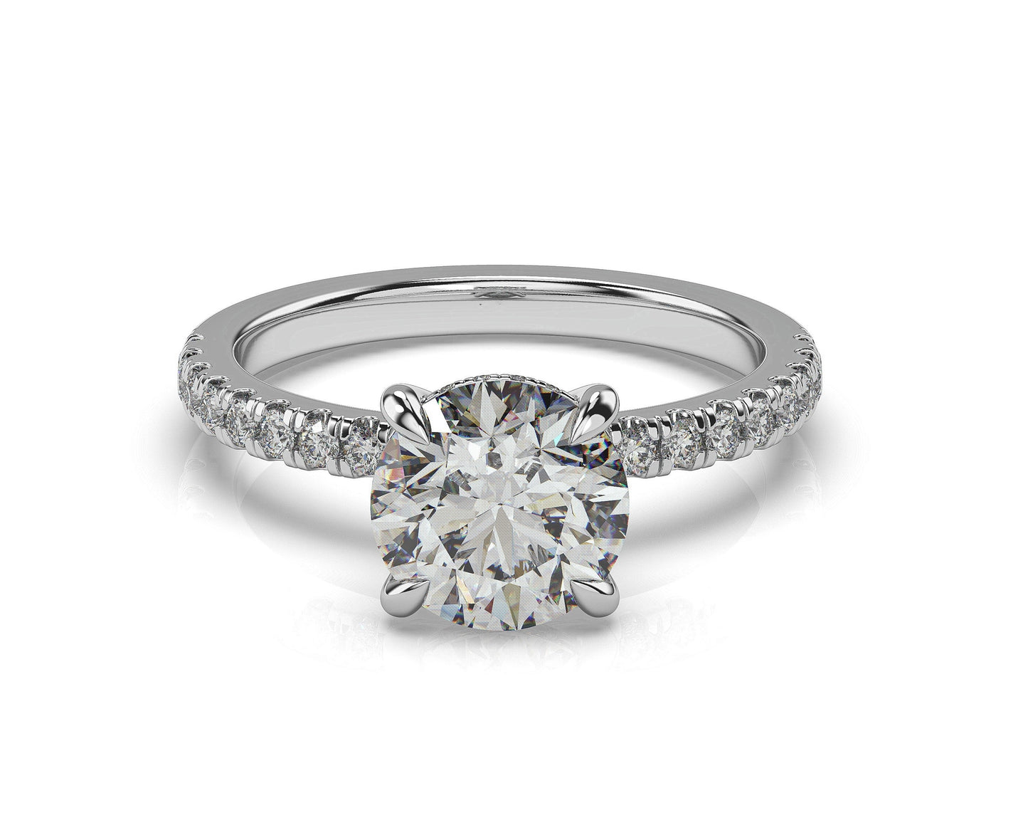 Round Brilliant White Gold Hidden Halo Engagement Ring