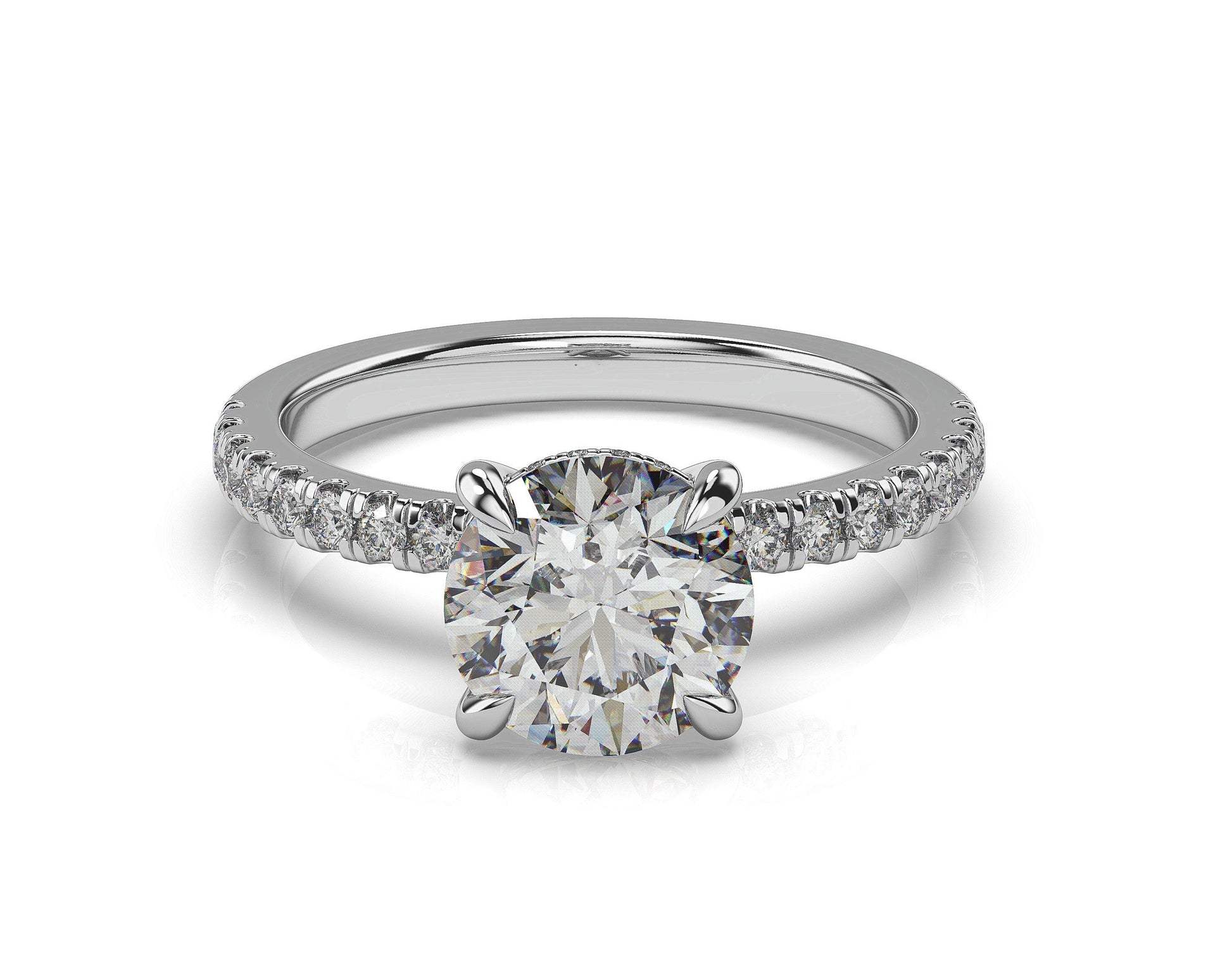 Round Brilliant White Gold Hidden Halo Engagement Ring