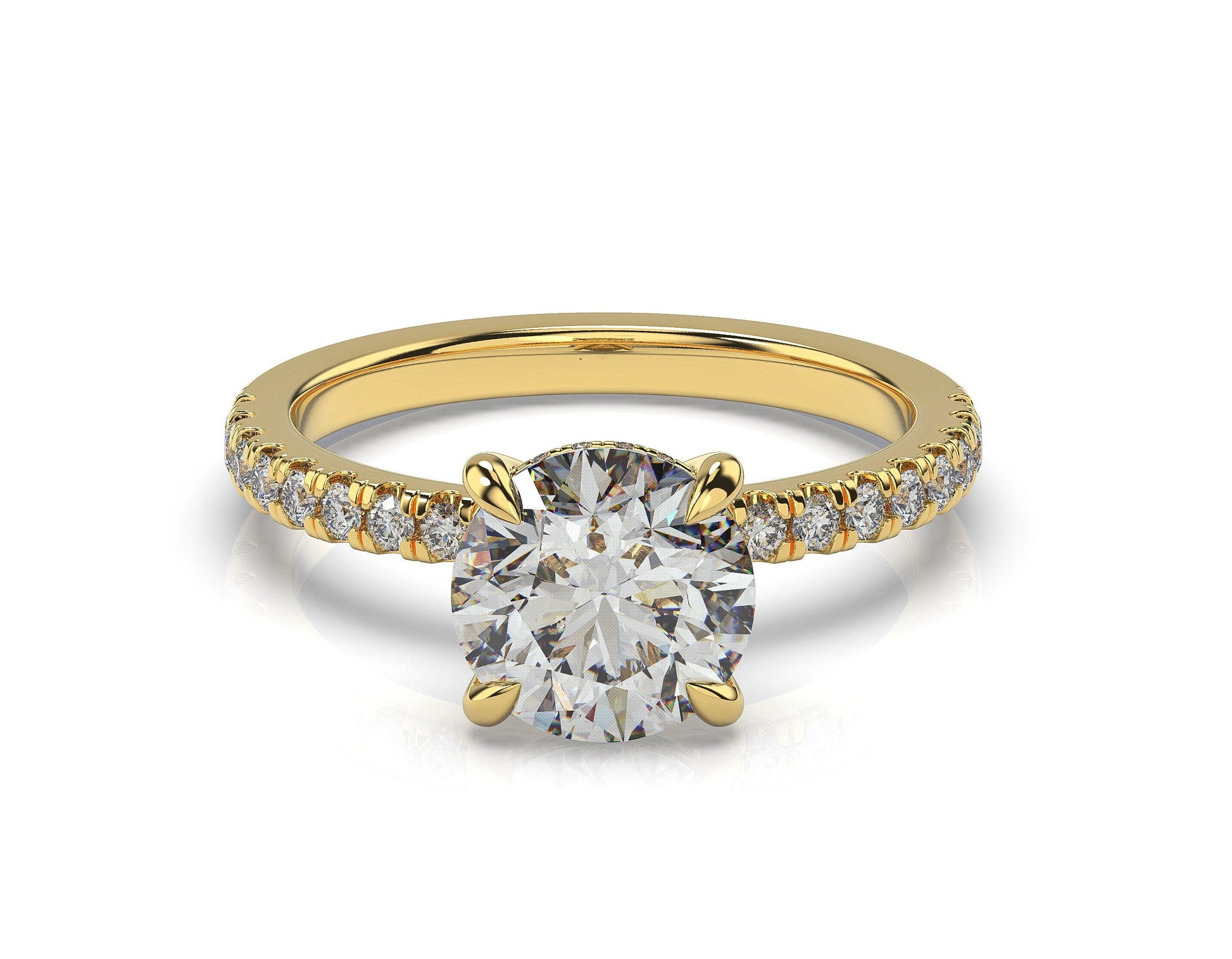 Round Brilliant Yellow Gold Hidden Halo Engagement Ring