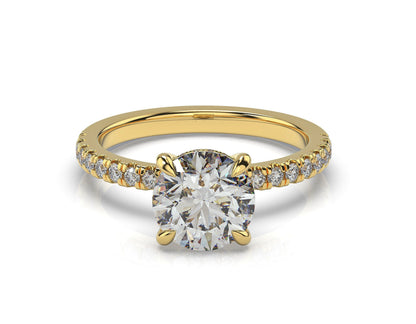 Round Brilliant Yellow Gold Hidden Halo Engagement Ring