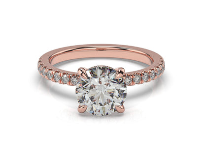 Round Brilliant Rose Gold Hidden Halo Engagement Ring