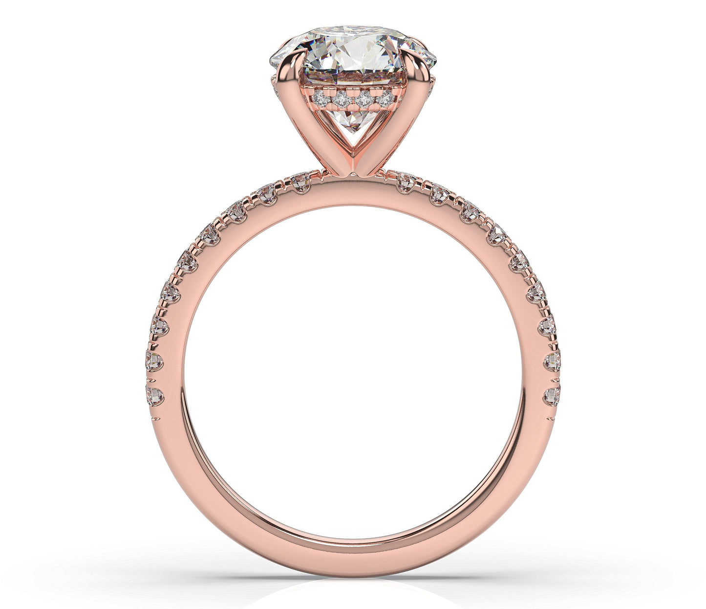Round Brilliant Rose Gold Hidden Halo Engagement Ring