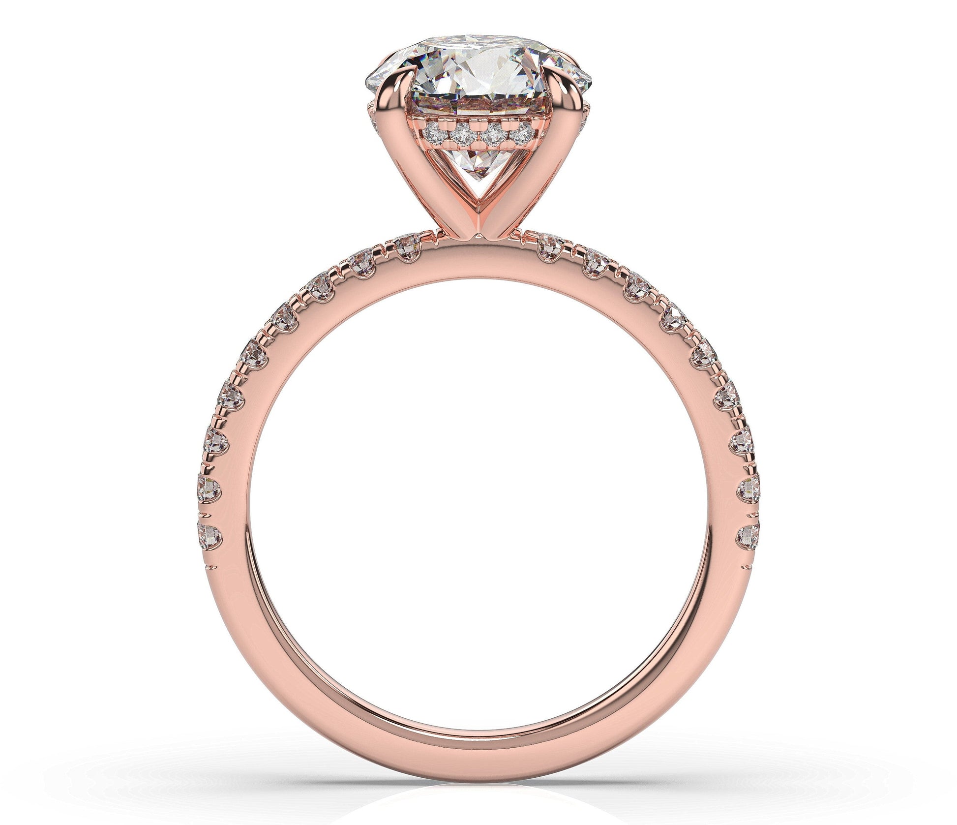 Round Brilliant Rose Gold Hidden Halo Engagement Ring