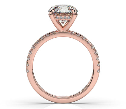 Round Brilliant Rose Gold Hidden Halo Engagement Ring