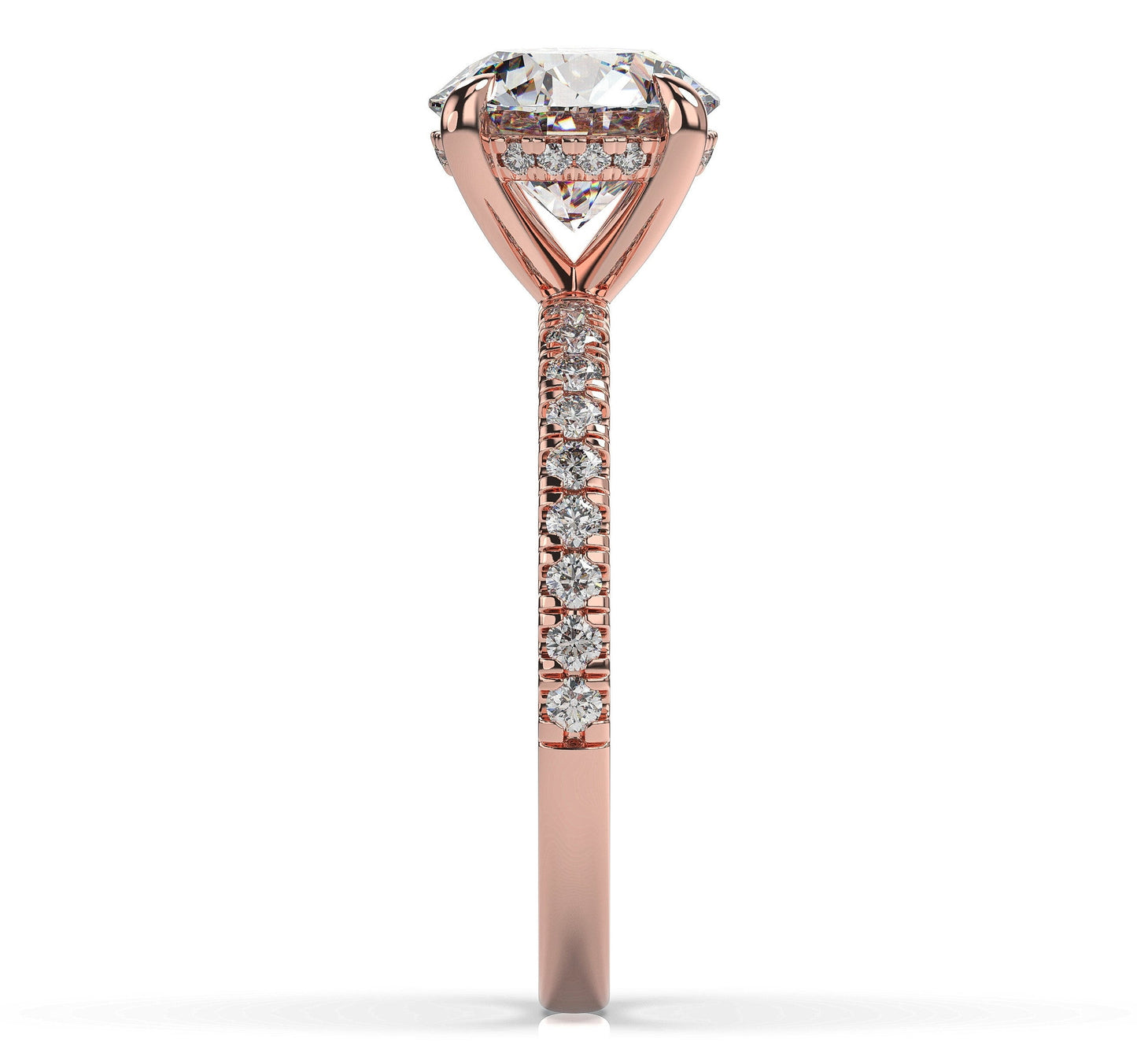 Round Brilliant Rose Gold Hidden Halo Engagement Ring