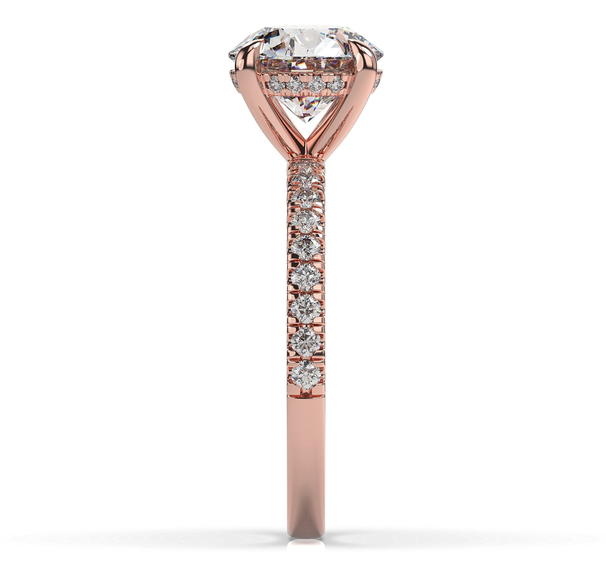 Round Brilliant Rose Gold Hidden Halo Engagement Ring