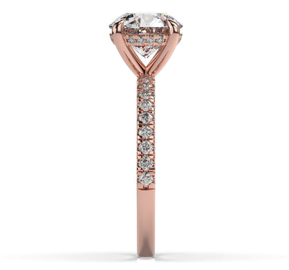 Round Brilliant Rose Gold Hidden Halo Engagement Ring