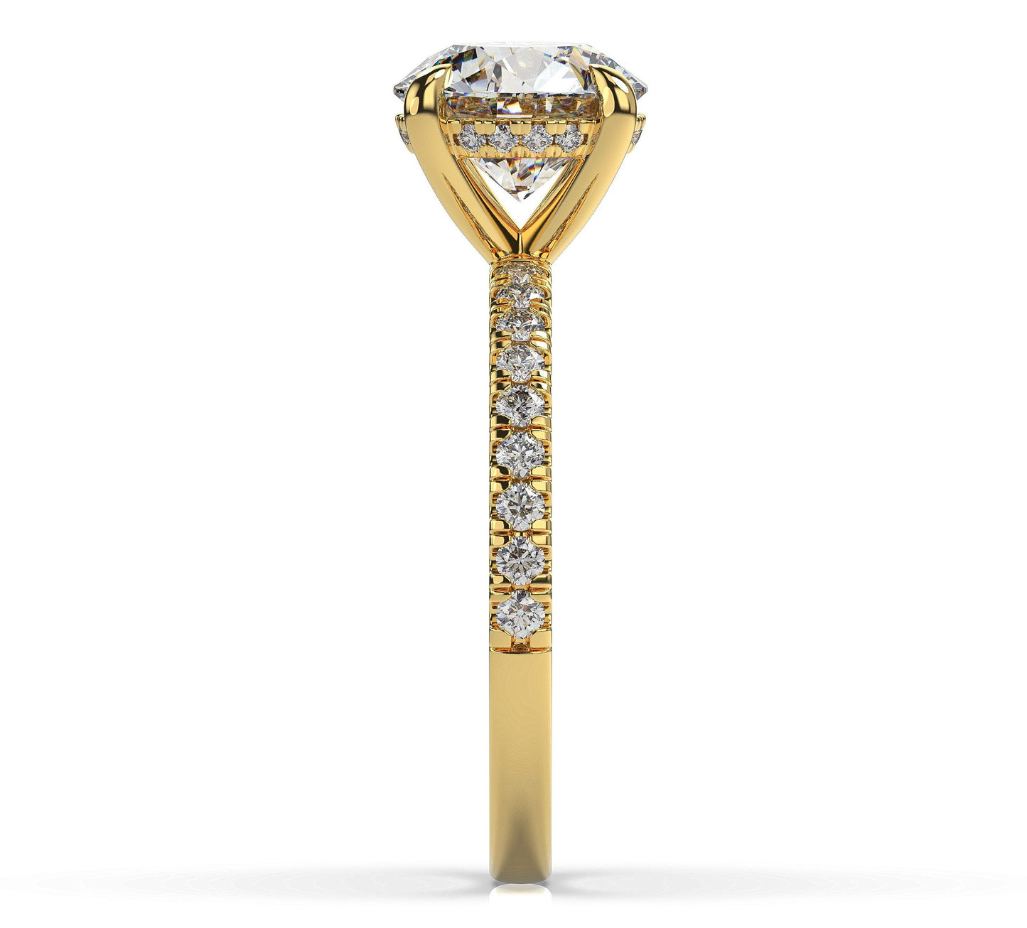 Round Brilliant Yellow Gold Hidden Halo Engagement Ring