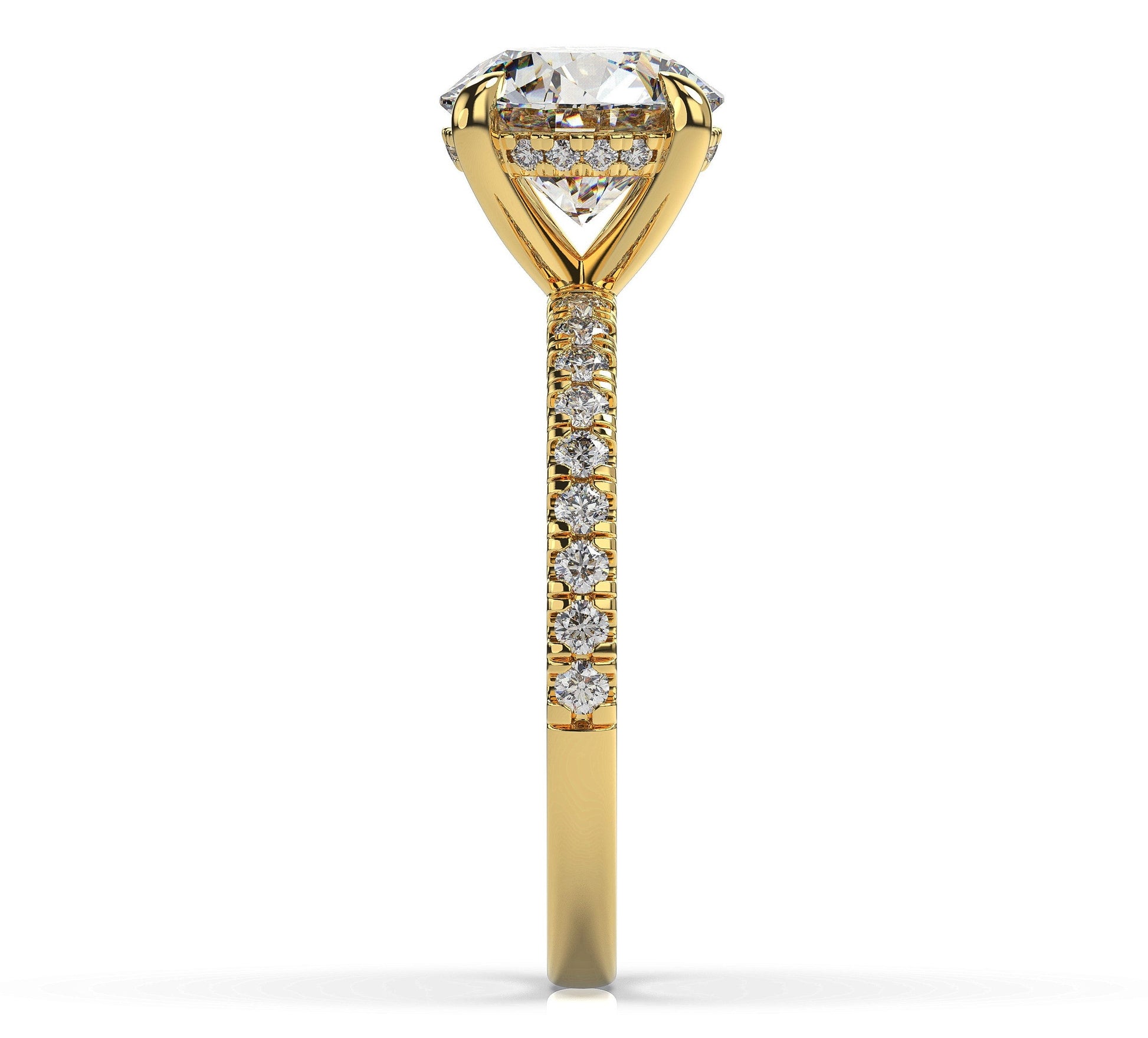 Round Brilliant Yellow Gold Hidden Halo Engagement Ring
