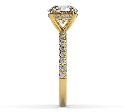 Round Brilliant Yellow Gold Hidden Halo Engagement Ring