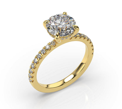 Round Brilliant Yellow Gold Hidden Halo Engagement Ring