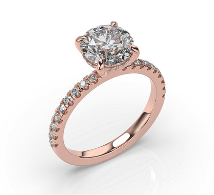 Round Brilliant Rose Gold Hidden Halo Engagement Ring