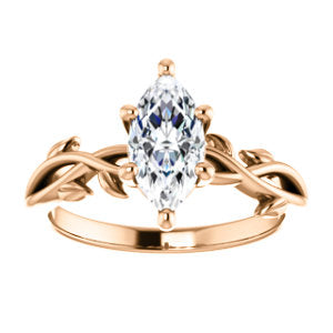 Marquise Solitaire Leaf Design Engagement Ring