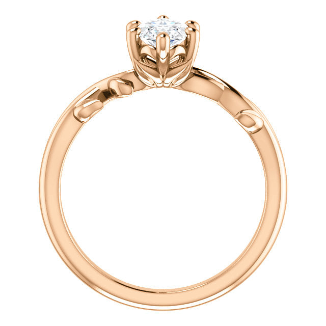 Marquise Solitaire Leaf Design Engagement Ring