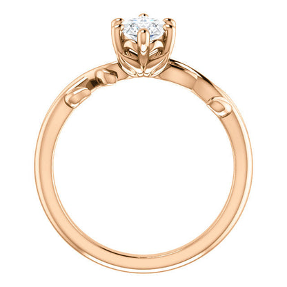 Marquise Solitaire Leaf Design Engagement Ring