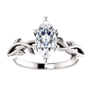 Marquise Solitaire Leaf Design Engagement Ring