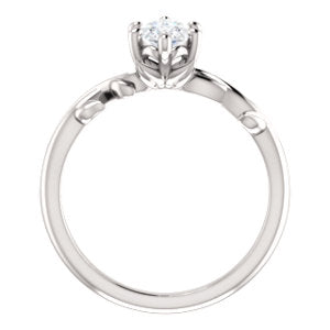 Marquise Solitaire Leaf Design Engagement Ring