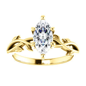 Marquise Solitaire Leaf Design Engagement Ring