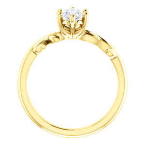 Marquise Solitaire Leaf Design Engagement Ring