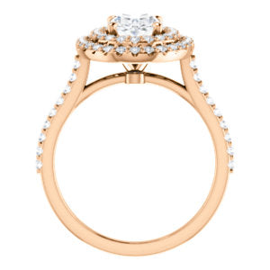 Oval Double Halo Rose Gold Lab Diamond Engagement Ring 
