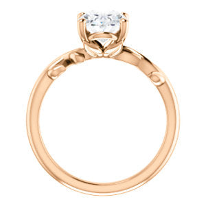 Oval Solitaire Leaf Design Engagement Ring