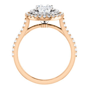 Oval Double Halo White & Rose Gold Lab Diamond Engagement Ring 
