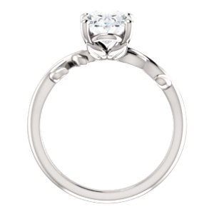 Oval Solitaire Leaf Design Engagement Ring