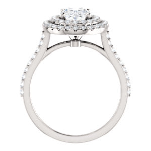 Oval Double Halo White Gold Lab Diamond Engagement Ring 