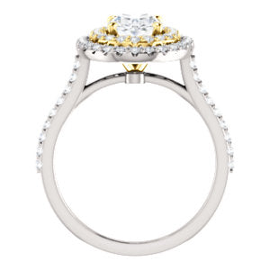 Oval Double Halo White & Yellow Gold Lab Diamond Engagement Ring 