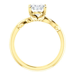 Oval Solitaire Leaf Design Engagement Ring
