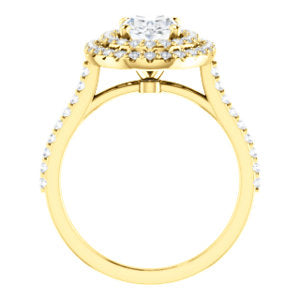 Oval Double Halo Yellow Gold Lab Diamond Engagement Ring 