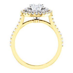 Oval Double Halo White & Yellow Gold Lab Diamond Engagement Ring 
