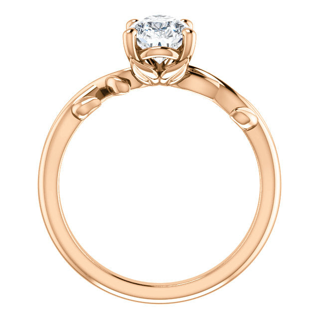 Pear Solitaire Leaf Design Engagement Ring