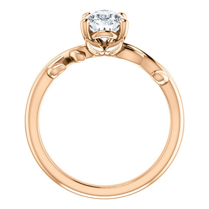 Pear Solitaire Leaf Design Engagement Ring