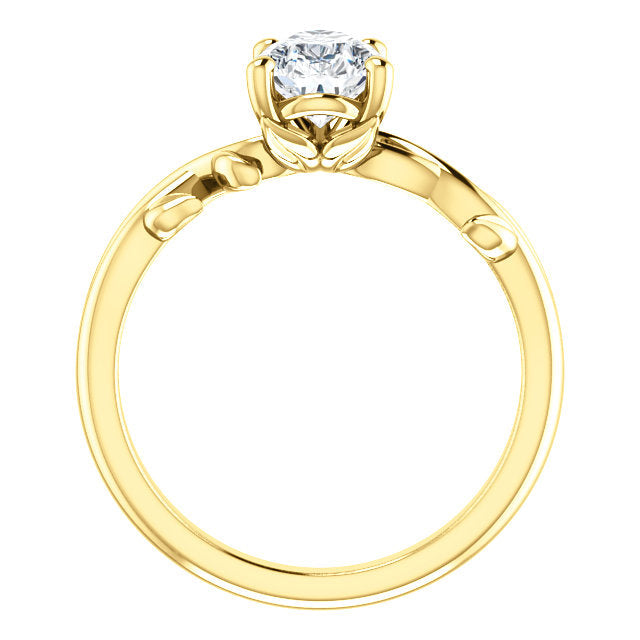 Pear Solitaire Leaf Design Engagement Ring