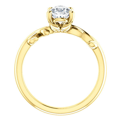 Pear Solitaire Leaf Design Engagement Ring