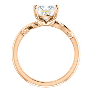 Princess Solitaire Leaf Design Engagement Ring