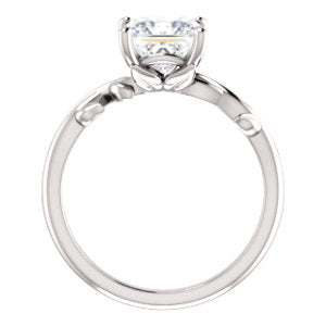 Princess Solitaire Leaf Design Engagement Ring