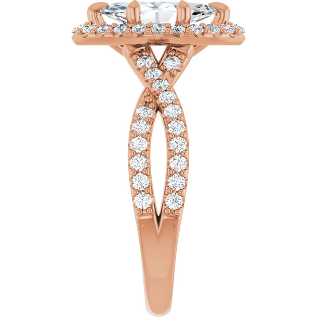 Marquise Twist Halo Style Engagement Ring