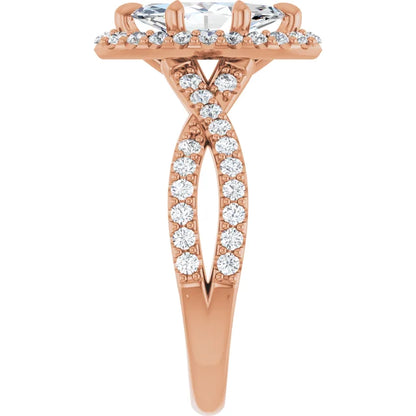 Marquise Twist Halo Style Engagement Ring