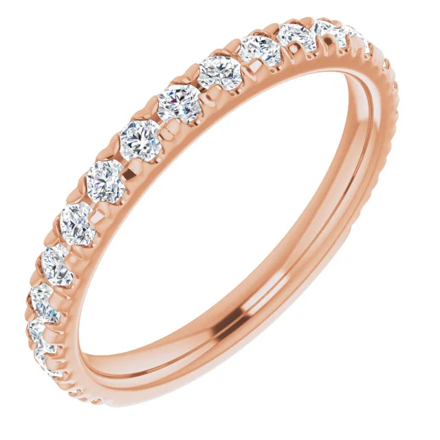 Round Brilliant French Set Wedding Band