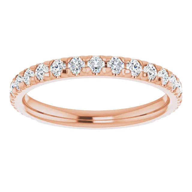 Round Brilliant French Set Wedding Band