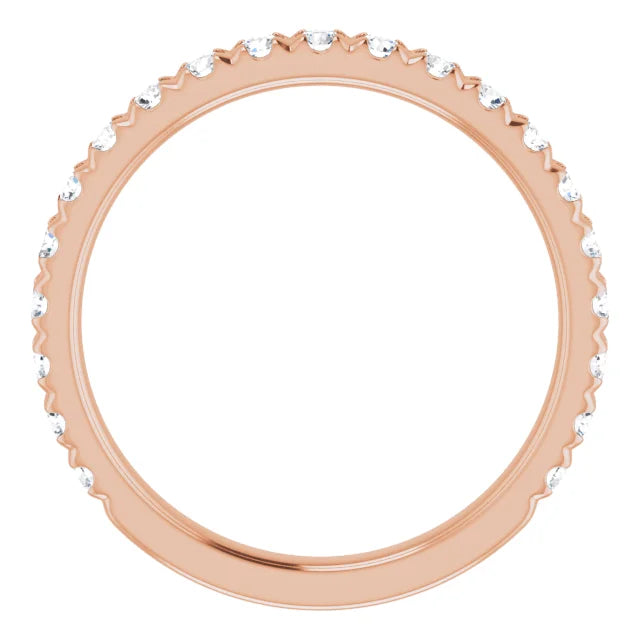 Round Brilliant French Set Wedding Band