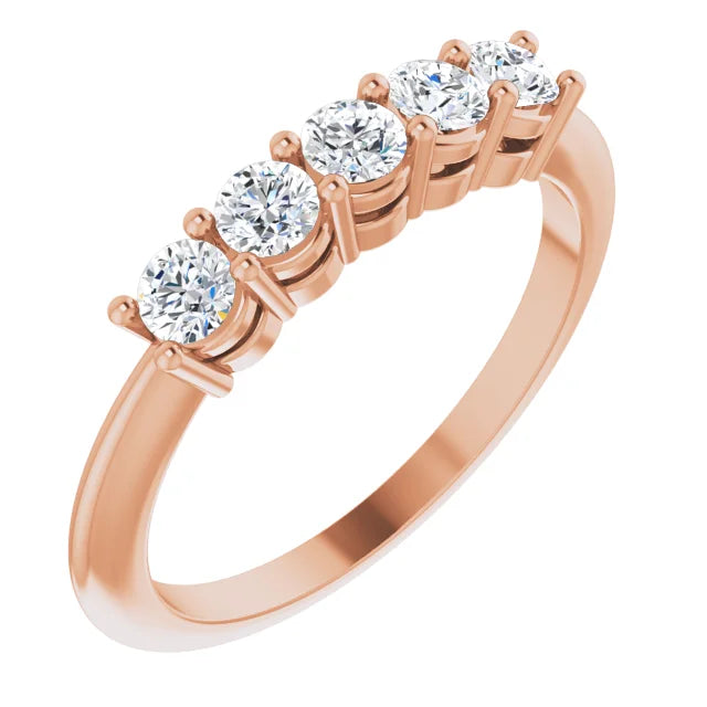 Five Stone Round Brilliant Anniversary Band