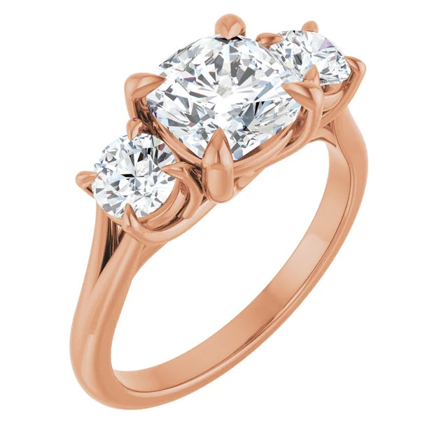 Cushion Rose Gold Accent Engagement Ring